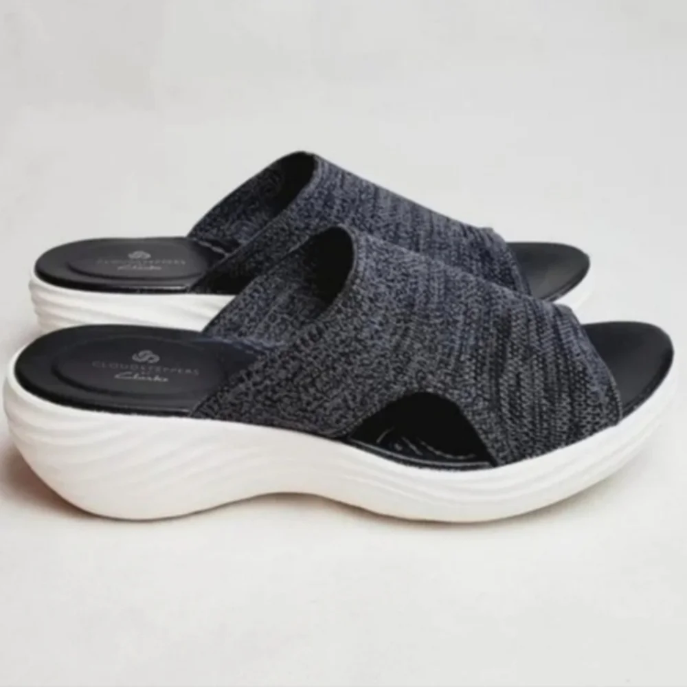Clarks Blue and White Mules Comfortable Stylish Footwear